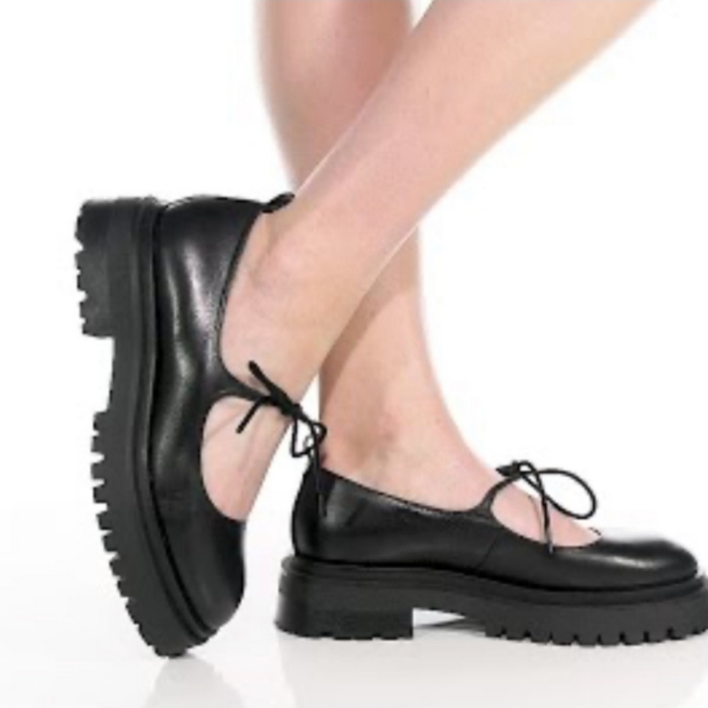 Steve Madden Black Leather Mary Jane Loafers